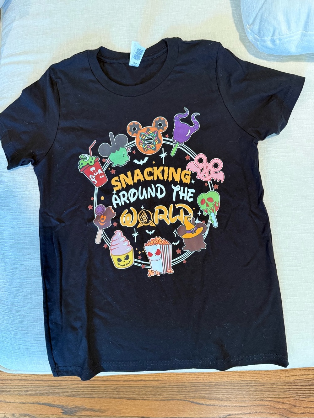 Kids Black Disney World Epcot Halloween 'Snacking Around the World' Graphic Tee